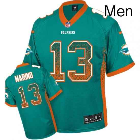 Mens Nike Miami Dolphins 13 Dan Marino Elite Aqua Green Drift Fashion NFL Jersey